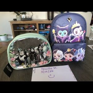 Loungefly Chibi Villians Mini Backpack and Cosmetic Case